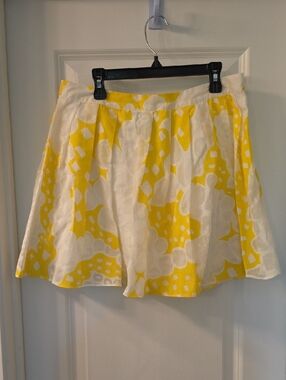 Kimchi Blue White and Yellow Printed Skater Skirt